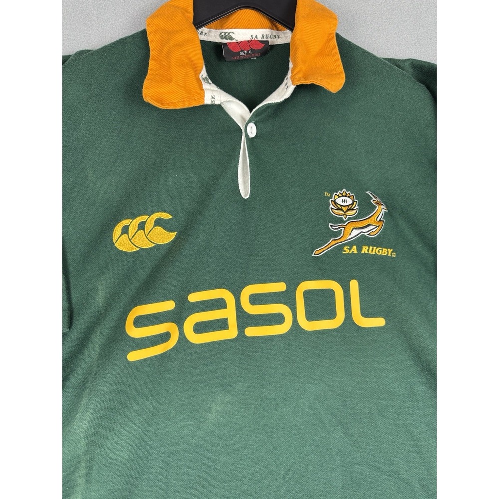 Vintage Canterbury Rugby South Africa Polo Shirt Gree… - Gem